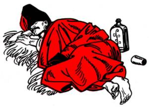 Еней і сам уклався спать. Малюнок Анатолія Базилевича. Видавництво «Дніпро», 1969